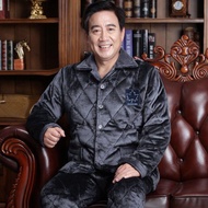 Elderly Pajamas Women Winter Coral Fleece Padded Jacket Dad Fashion Men's Padded Jacket Grandpa Thic