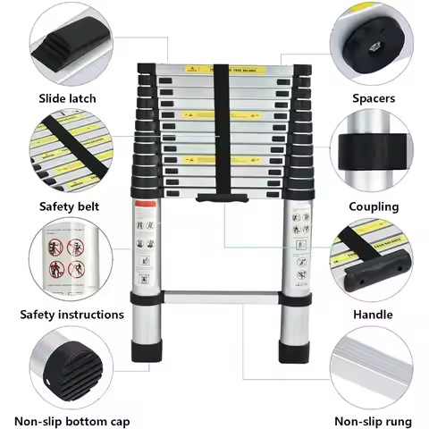 Telescoping Ladder 16 FT 330 LBS Capacity Lightweight Aluminum Extension Ladder for Home RV Loft wit