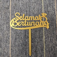 Acrylic Selamat Bertunang Cake Topper Happy Engagement Cake Decoration