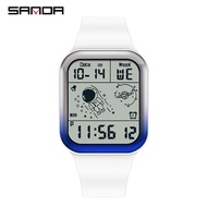 SANDA Gradient Đồng hồ chống nước cho nam sang trọng đồng hồ thể thao thời trang báo thức kỹ thuật s