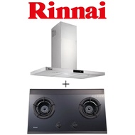 RINNAI RH-C249-SSR 90CM CHIMNEY HOOD + RINNAI RB-2GI 2 BURNER INNER FLAME GLASS GAS HOB