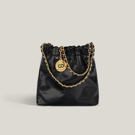 Genuine Genuine Leatherfrench styleRhombus Chain Bag 22bag Garbage Bag Bag Pleated High-End Sense On