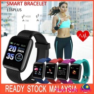 🔥Ready Stock🔥116 PLUS Waterproof Smart Wristbands Fitness Sports Tracking Color Screen Watch Heart Rate Blood Pressure