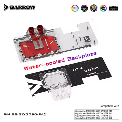 Barrow GPU Water Block For Gigabyte AORUS RTX 3080 XTREME Full Cover ARGB Video Card Cooler With Bac