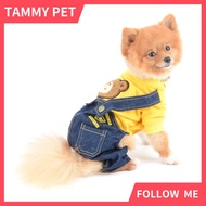 Dog Outfits for Small Dogs Autumn Winter Shirts Denim Bib Pants Jumpsuits Overalls for Cats Puppies 