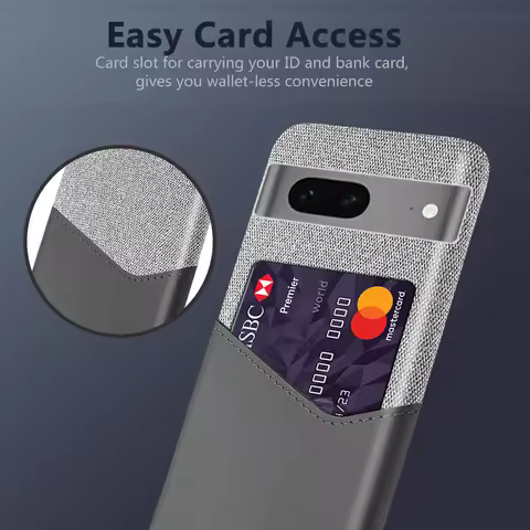 Fabric Case with Leather Card Holder Slot Design Cover For Google Pixel 7a 7 pro 6 Pro 6pro 5 5A 4A