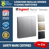 Legrand Mallia Senses 4 Gang 1 Way 2 Way Switch White Black Silver Champagne Bronze