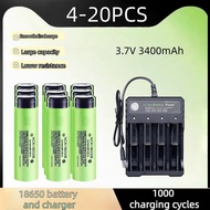 4-20PCS Rechargeable lithium battery 18650 Battery 3.7V 3400mAh 34B pour lamp de poche chargeur USB 