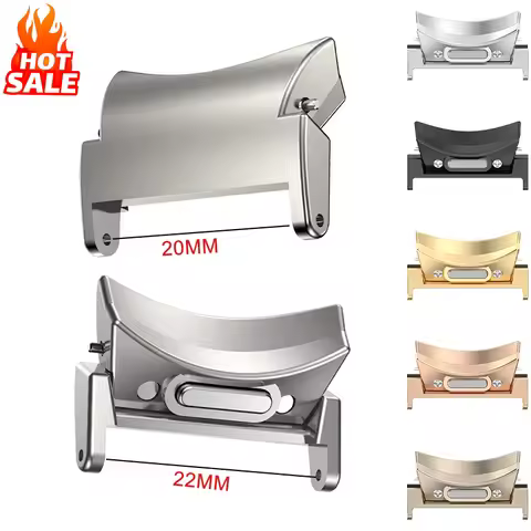 A Pair 20mm 22mm No Gaps Connector for Samsung Galaxy Watch 7 6 5 4 40/44mm Stainless Steel Adapter 