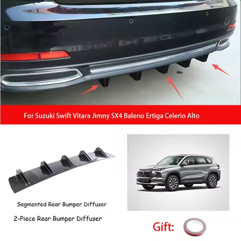 For Suzuki Swift Vitara Jimny SX4 Baleno Ertiga Celerio Alto ABS Rear Bumper Lip Diffuser Shark Fin 