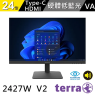 【Terra 德國沃特曼】2427W V2 24型 抗藍光不閃屏螢幕
