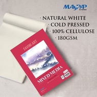 MayArt Favini Mixed Media Paper Pad 180gsm 100% Cellulose Natural White A3/A4 Pad Media Campuran