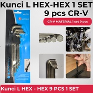 Hex Key Set - Long Hex 9 Pcs Set Key Segi 6 / Xtra Long L Set key hexagonal