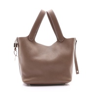 大象灰 Clemence 牛皮 Picotin Lock 22 手提包 C刻 銀扣【HERMES 愛馬仕】 H060991CK