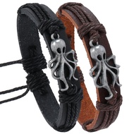 Leather Hand-woven Men's Bracelet Simple Creative Trendy Beach Ocean Style Retro Bracelet AON4