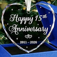 BSQUIELE Happy 15th Anniversary Ornament - Valentine Gift for 15th Anniversary - Crystal Anniversary