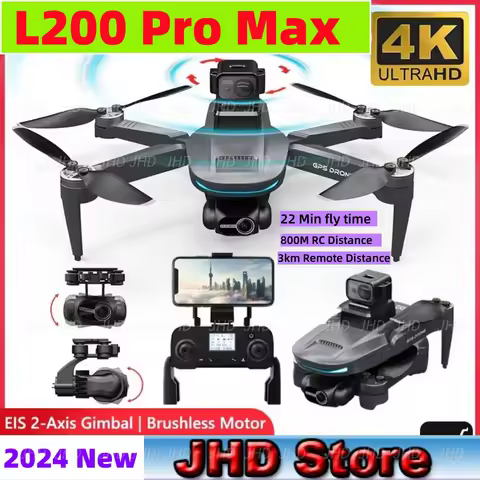 JHD L200 PRO MAX Drone GPS Brushless Motor 4K HD Profesional Quadcopter 2-Axis Gimbal 360° Obstacle 