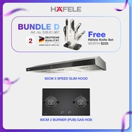 Hafele Promo Bundle D - 90CM Slim Hood + 2 Burners Gas Hob (TG) + FREE GIFT Knife set (538.61.967)