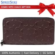 Coach Men Men Wallet In Gift Box Long Wallet Accordion Signature Crossgrain Wallet Mahogany Brown # F58113