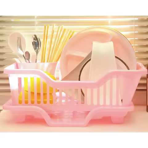 Environmental Plastic Kitchen Sink Dish Drainer Set Rack Washing Holder Basket Organizer Tray, Appro