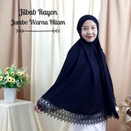 HITAM Hijab Ihram Women Rayon Jumbo Black Plain Hajj And Umrah Supplies
