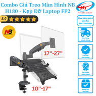 Combo giá treo màn hình NB H180 và Kẹp đỡ laptop FP2  Màu Xám Đen North Bayou