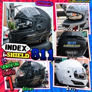 INDEX หมวกกันน็อคเต็มใบ INDEX 811 I-SHIELD สีดำเงา มีแว่นตา 2 ชั้น