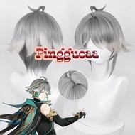 Genshin Impact Alhaitham Cosplay Wig 30cm Short Gray Hair Anime Heat Resistant Synthetic Wigs