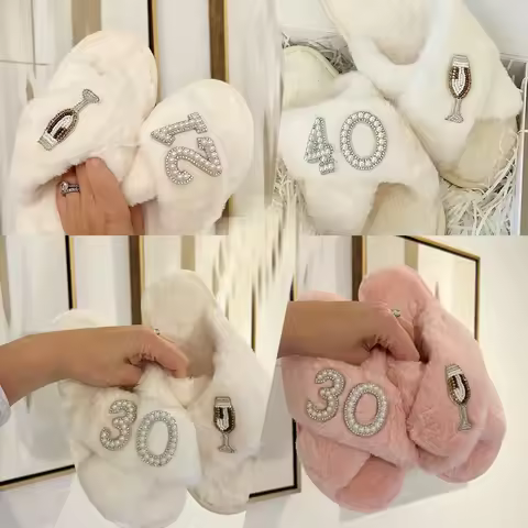 Birthday Slippers 18th 21th 30th 40th 50th 60th Birthday Gift Present for Mom Husband Wife Boyfriend