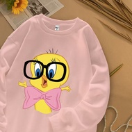 Hub Long Sleeve T-Shirt Rubber Sleeve Unisex Oversize T-Shirt | Tweety Motif | Korean Style Cotton C