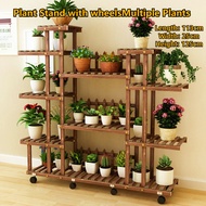 Plant Stand with wheels Wooden Plant Self Flower Rack For Indoor Outdoor Multiple Plants