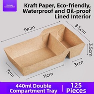 FANKALONG | Disposable Double Section Paper Food Box for Fries Bao and Grilled Foods