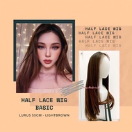 Half LACE wig BASIC AKEMI - Straight 60cm [Adult Women's wig Long natural wig With LACE Fabric Slit-Free Hair]