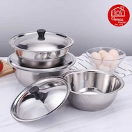 BASKOM STAINLESS TUTUP / WADAH MAKANAN STAINLESS / MANGKOK TUTUP