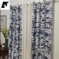 CA55Y - Rhombus White Mid Sold Per Pc Or 3in1 Set Ring Curtain ( 5ft - 152cm To 7ft - 213cm )