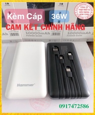 Sạc dự phòng Hammer H18 kèm 4 cáp dung lượng 10.000mah-sạc nhanh 36W chính hãng bảo hành 12 tháng