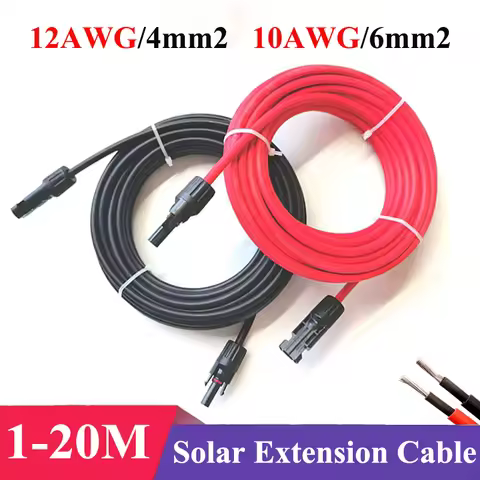 3.2ft -65.6ft 4/6mm2 Black/Red Solar Extension DC Cable 12/10AWG Solar Wire with PV Connector Used i
