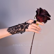 Lolita Lolita Cyberpunk Black Gothic Lace Middle Finger Ring Gloves Wristband Wrist Accessories Cool