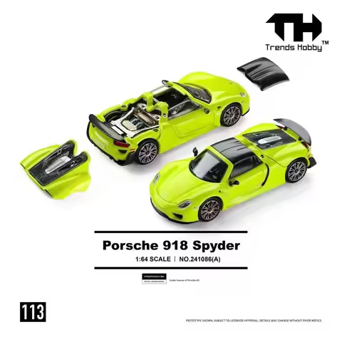 TH 1:64 Porsche 918 Spyder Fluorescent Green Small-Scale Alloy Model Car