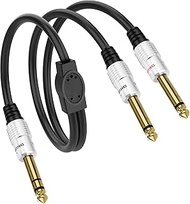 XMSJSIY 1/4" 6.35mm TRS Stereo Splitter Cable 6.35mm TRS Male to Dual 1/4" TS Male Mono Audio Adapte