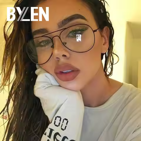 Fashion Vintage Metal Twin-Beams Glasses Women Optical Eyewear Frame Men Brand Eyeglasses Frames Gol