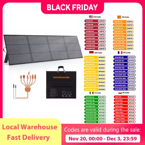 MHPOWOS 220W Foldable Solar Panel 20V Solar Charger for Ecoflow Bluetti ANKER Power station, IP67 Wa