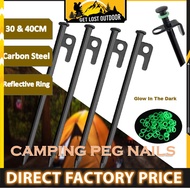 GLO 30&40CM Peg Stake Camping Peg Ground Nail Tent Peg Flysheet Peg Stake Nail Fluorescent Ring Panc