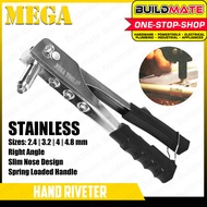 BUILDMATE Mega Hand Riveter 3 Nozzles Fastener Gun Rivet Stainless HD for Metal Plastic Leather Reve