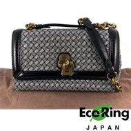 ☆ Bottega Veneta 寶緹嘉 Black Silver Woven Olimpia Knot Chain Shoulder Bag 黑色銀色織物鏈條肩背袋 100%真品