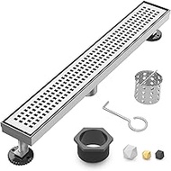 Linear Shower Drain | 32 Inch AISI 304 Stainless Steel Shower Drain, Brushed Nickel Linear Drain wit