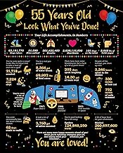 Card Birthday Boy's or Girl's Life in Numbers - 55th Birthday Decorations - Woman Mens Birthday Gift