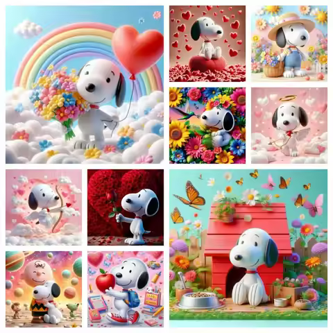 Cartoon Comics Snoopy Cross Stitch Diamond Painting Element Creation Crafts 5D DIY Art Kit Mosaic Ho