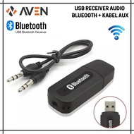 AVEN USB Receiver Bluetooth Audio Wireless Adapter + Kabel Aux 3.5mm