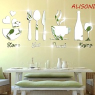 ALISOND1 Mirror Wall Sticker, Fork Mirror Kitchen Acrylic Sticker, Creative Spoon Acrylic DIY 3D Tableware Decal Background Wall